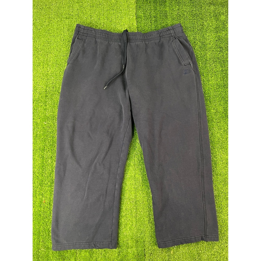 Starter Mens XL Short Baggy Navy Blue Fleece Sweatpants Wide Leg Joggers